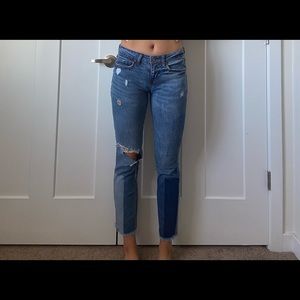 Aero low rise color block jeans
